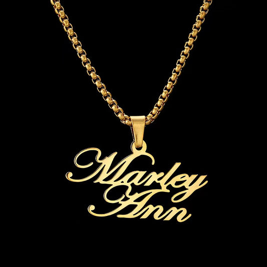 Custom Made18K Gold Plated Sterling Silver Double Layer Name Necklace