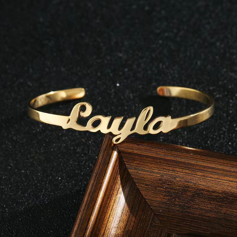 Custom Made 18K Gold Plated Sterling Silver Name Bracelet